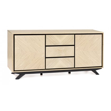 Brunel Chalk Oak & Gunmetal Wide Sideboard