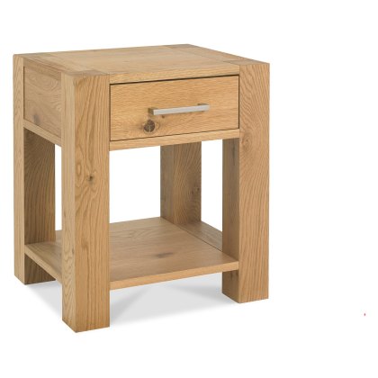 Turin Light Oak Lamp Table With Drawer