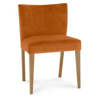 Turin Light Oak Low Back Uph Chair - Harvest Pumpkin Velvet Fabric (Pair)