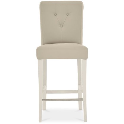 Ashley Antique White Uph Bar Stool - Ivory Bonded Leather (Pair)