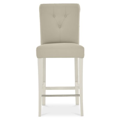 Ashley Antique White Uph Bar Stool - Ivory Bonded Leather (Single)