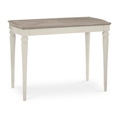 Ashley Grey Washed Oak & Soft Grey Bar Table & 2 X Back Bar Stools in Grey Bonded Leather