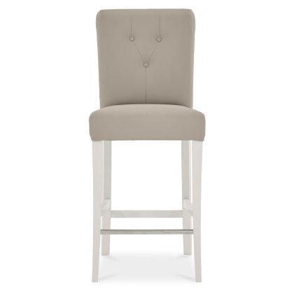 Ashley Soft Grey Uph Bar Stool - Grey Bonded Leather (Pair)