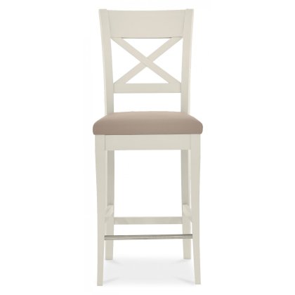 Ashley Soft Grey X Back Bar Stool - Grey Bonded Leather (Pair)