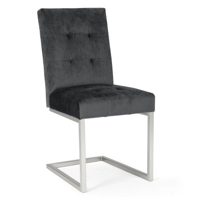Faro Dark Oak Uph Cantilever Chair - Gun Metal Velvet (Pair)