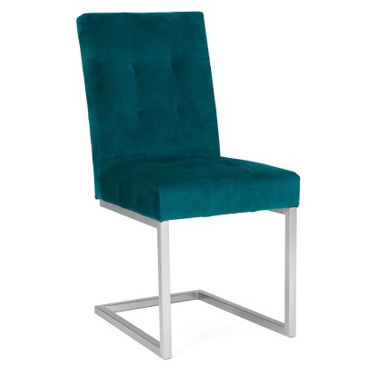 Faro Dark Oak Uph Cantilever Chair - Sea Green Velvet (Pair)
