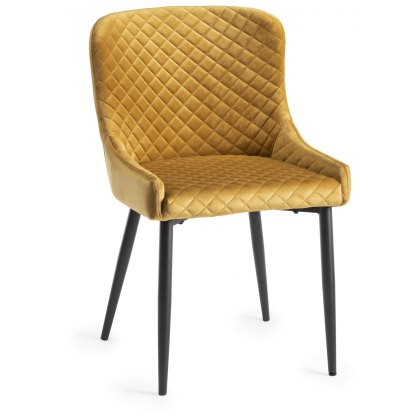 Kent - Mustard Velvet Fabric Chairs with Black Legs (Pair)