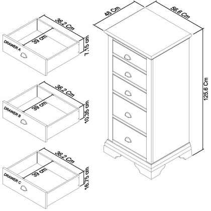 Montana Two Tone 5 Drawer Tall Chest