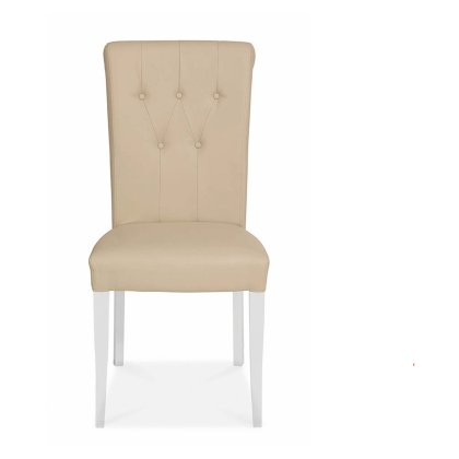 Montana Two Tone Upholstered Chair - Ivory Bonded Leather (Pair)