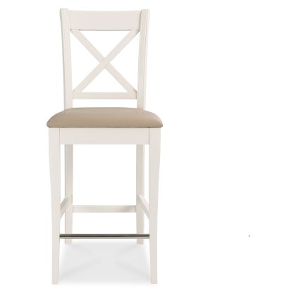Montana Two Tone X Back Bar Stool - Ivory Bonded Leathr(Pair)