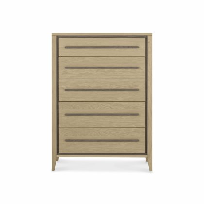 Oakland Aged Oak & Weathered Oak 5 Drawer Chest