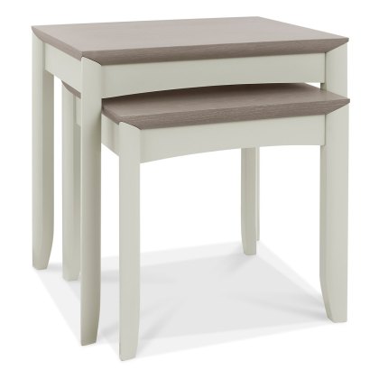 Palermo Grey Washed Oak & Soft Grey Nest Of Lamp Tables