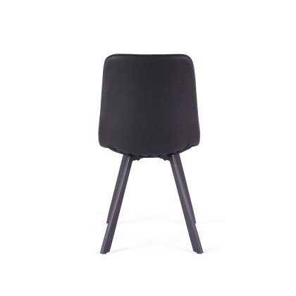 Vintage Black Pu Chair with Metal Leg