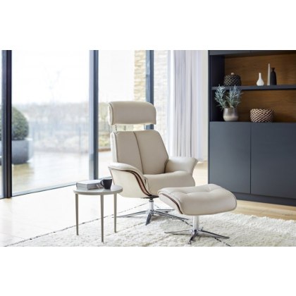 G Plan Lund Recliner Chair & Stool (Veneer & Upholstered Sides - TEST)