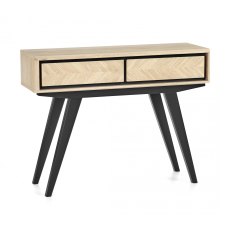 Brunel Chalk Oak & Gunmetal Console Table With Drawers