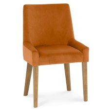 Ella Light Oak Scoop Back Chair - Harvest Pumpkin Velvet Fabric (Pair)
