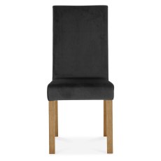 Parker Light Oak Square Back Chair - Gun Metal Velvet Fabric (Pair)