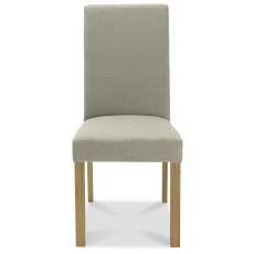 Parker Light Oak Square Back Chair - Silver Grey Fabric (Pair)