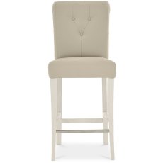 Ashley Antique White Uph Bar Stool - Ivory Bonded Leather (Pair)