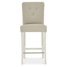 Ashley Antique White Uph Bar Stool - Ivory Bonded Leather (Single)