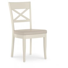 Ashley Antique White X Back Chair - Ivory Bonded Leather (Single)