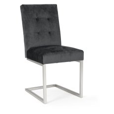 Faro Dark Oak Uph Cantilever Chair - Gun Metal Velvet (Pair)