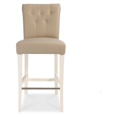 Montana Two Tone Upholstered Bar Stool - Ivory Bonded Lthr (Pair)