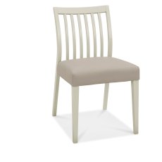 Palermo Grey Washed Low Slat Back Chair - Grey Bonded Leather (Pair)