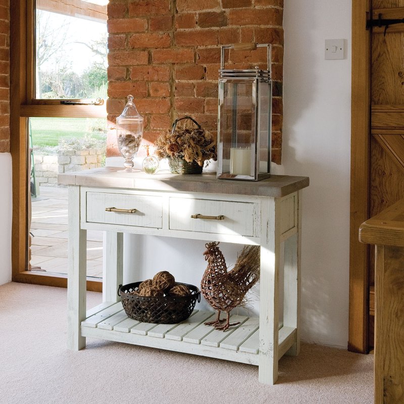 Purbeck Reclaimed Wood Painted 2 Drawer Console Table Purbeck Reclaimed Wood Painted 2 Drawer Console Table