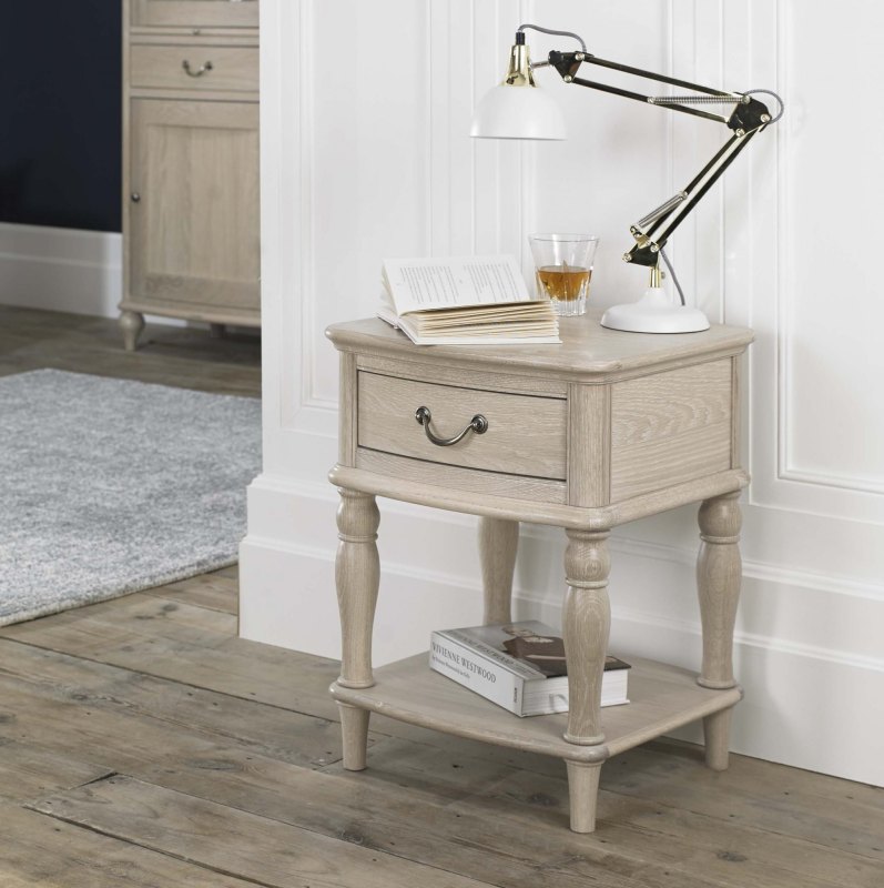 Bordeaux Chalk Oak Lamp Table With Drawer Bordeaux Chalk Oak Lamp Table With Drawer