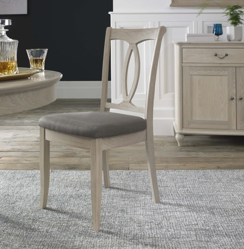 Bordeaux Chalk Oak Slat Dining Chair - Titanium Fabric (Single) Bordeaux Chalk Oak Slat Dining Chair - Titanium Fabric (Single)