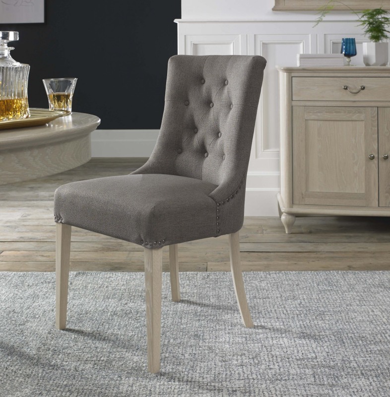 Bordeaux Chalk Oak Uph Scoop Chair - Titanium Fabric (Pair) Bordeaux Chalk Oak Uph Scoop Chair - Titanium Fabric (Pair)