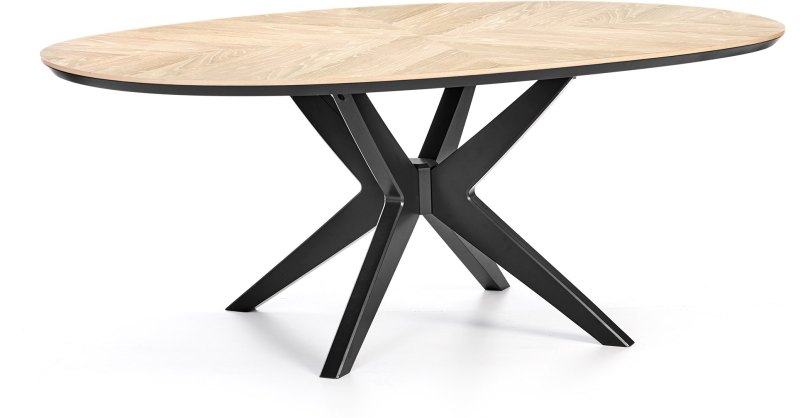 Brunel Chalk Oak & Gunmetal Elliptical Dining Table - Grade A3 - Ref #0168 Brunel Chalk Oak & Gunmetal Elliptical Dining Table - Grade A3 - Ref #0168