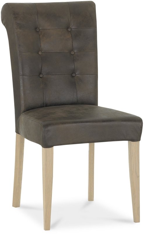 Chartreuse Aged Oak - Bonded Leather Chairs (Pair) Chartreuse Aged Oak - Bonded Leather Chairs (Pair)