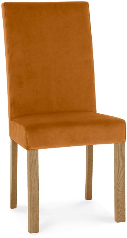 Parker Light Oak Square Back Chair - Harvest Pumpkin Velvet Fabric (Single) Parker Light Oak Square Back Chair - Harvest Pumpkin Velvet Fabric (Single)