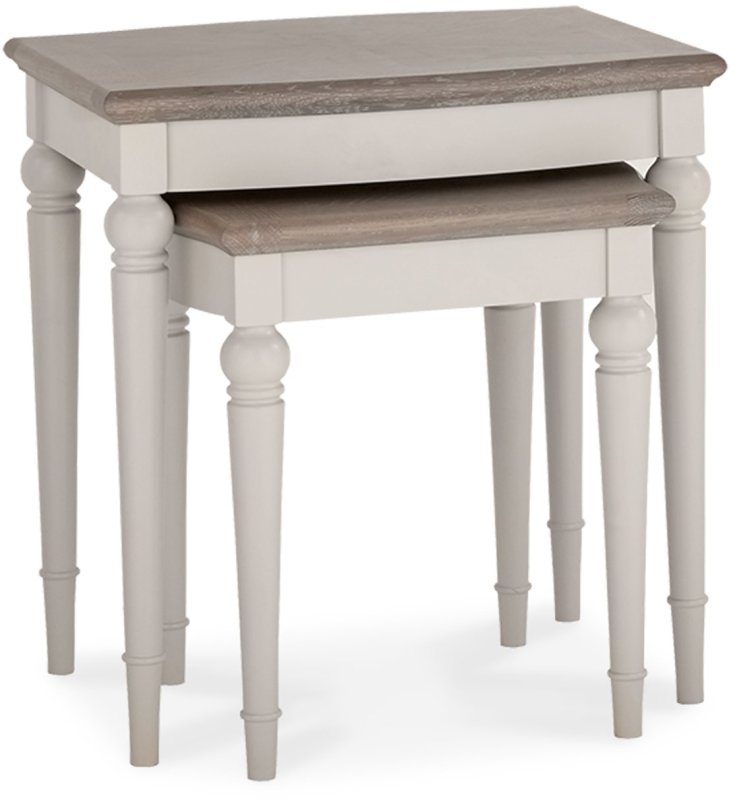 Ashley Grey Washed Oak & Soft Grey Nest of Lamp Tables - Grade A2 - Ref #0332 Ashley Grey Washed Oak & Soft Grey Nest of Lamp Tables - Grade A2 - Ref #0332
