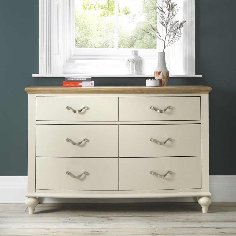 Ashley Pale Oak & Antique White 6 Drawer Wide Chest Ashley Pale Oak & Antique White 6 Drawer Wide Chest