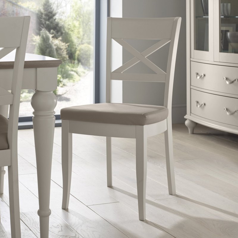 Ashley Soft Grey X Back Chair - Grey Bonded Leather (Single) - Grade A2 - Ref #0481 Ashley Soft Grey X Back Chair - Grey Bonded Leather (Single) - Grade A2 - Ref #0481