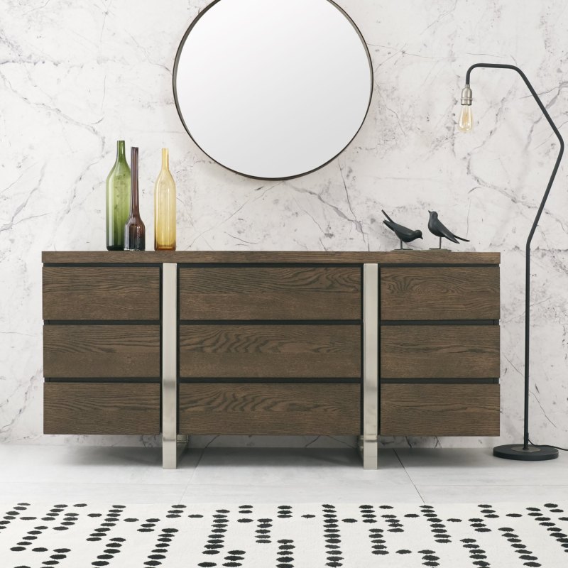 Faro Dark Oak Wide Sideboard - Grade A2 - Ref #0548 Faro Dark Oak Wide Sideboard - Grade A2 - Ref #0548