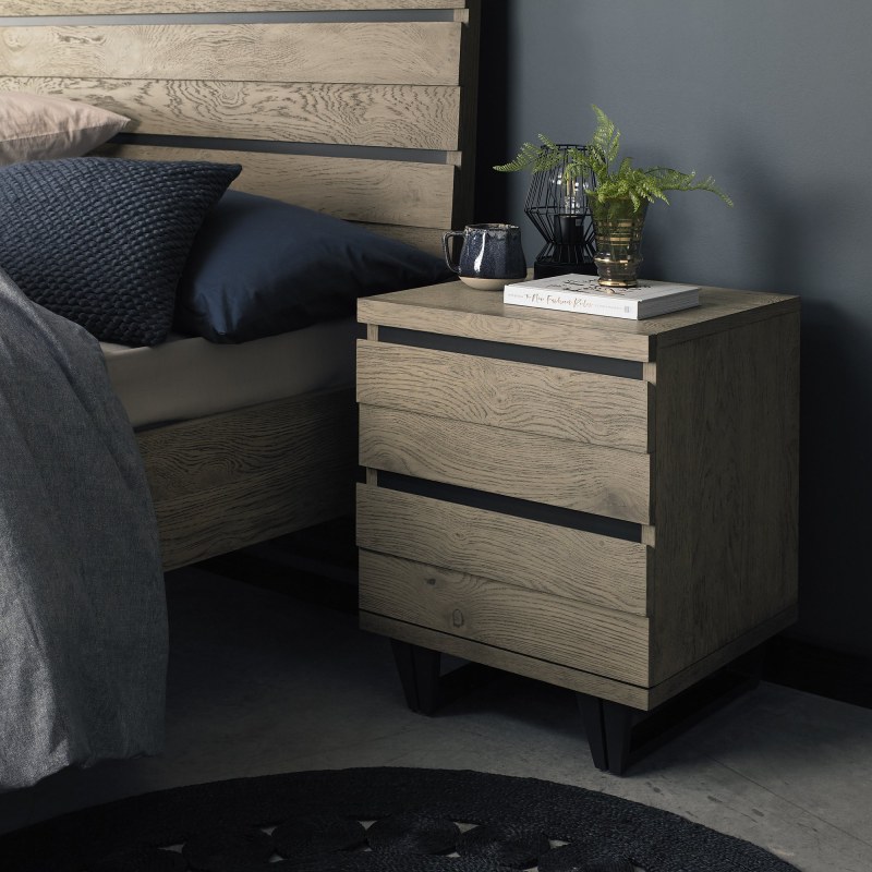 Faro Weathered Oak 2 Drawer Nightstand Faro Weathered Oak 2 Drawer Nightstand