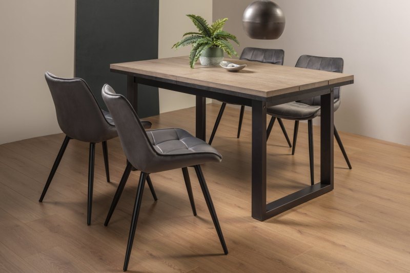 Faro Weathered Oak 4-6 Seater Table & 4 Seurat Grey Velvet Chairs Faro Weathered Oak 4-6 Seater Table & 4 Seurat Grey Velvet Chairs