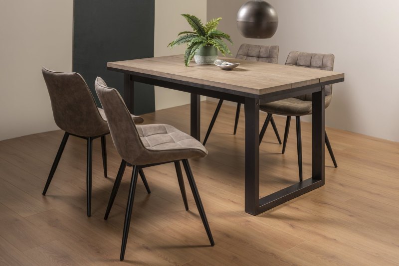 Faro Weathered Oak 4-6 Seater Table & 4 Seurat Tan Faux Suede Fabric Chairs Faro Weathered Oak 4-6 Seater Table & 4 Seurat Tan Faux Suede Fabric Chairs