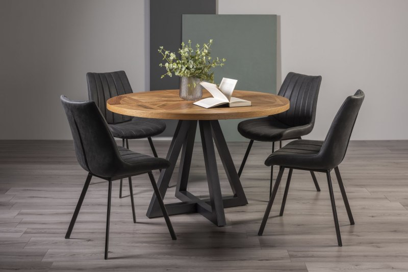 Harvey Rustic Oak 4 Seater Table & 4 Fontana Dark Grey Faux Suede Fabric Chairs Harvey Rustic Oak 4 Seater Table & 4 Fontana Dark Grey Faux Suede Fabric Chairs