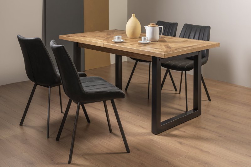 Harvey Rustic Oak 4-6 Seater Table & 4 Fontana Dark Grey Faux Suede Fabric Chairs Harvey Rustic Oak 4-6 Seater Table & 4 Fontana Dark Grey Faux Suede Fabric Chairs