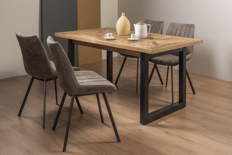 Harvey Rustic Oak 4-6 Seater Table & 4 Fontana Tan Faux Suede Fabric Chairs Harvey Rustic Oak 4-6 Seater Table & 4 Fontana Tan Faux Suede Fabric Chairs