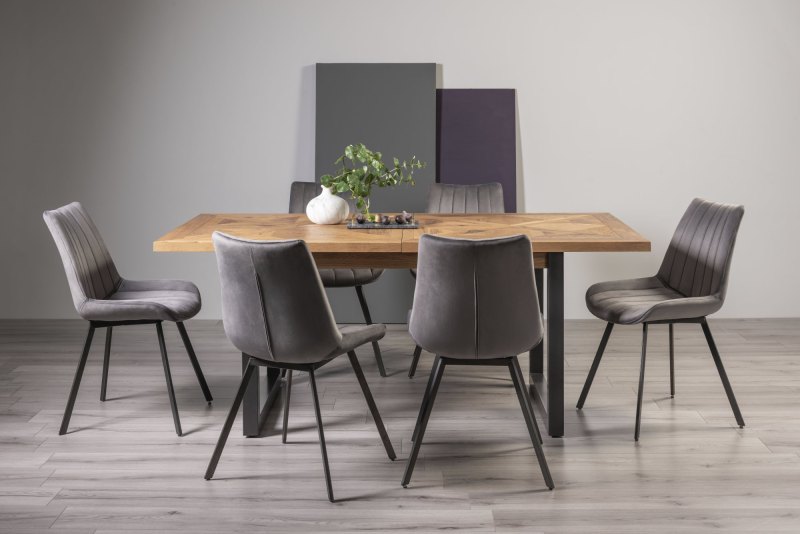 Harvey Rustic Oak 6-8 Seater Table & 6 Fontana Grey Velvet Chairs Harvey Rustic Oak 6-8 Seater Table & 6 Fontana Grey Velvet Chairs