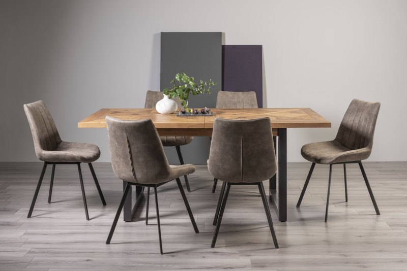Harvey Rustic Oak 6-8 Seater Table & 6 Fontana Tan Faux Suede Fabric Chairs Harvey Rustic Oak 6-8 Seater Table & 6 Fontana Tan Faux Suede Fabric Chairs