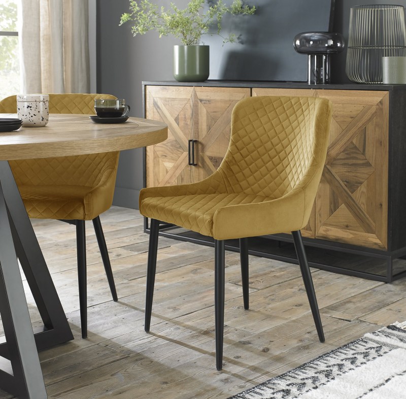 Kent - Mustard Velvet Fabric Chair with Black Legs (Single) - Grade A3 - Ref #0446 Kent - Mustard Velvet Fabric Chair with Black Legs (Single) - Grade A3 - Ref #0446