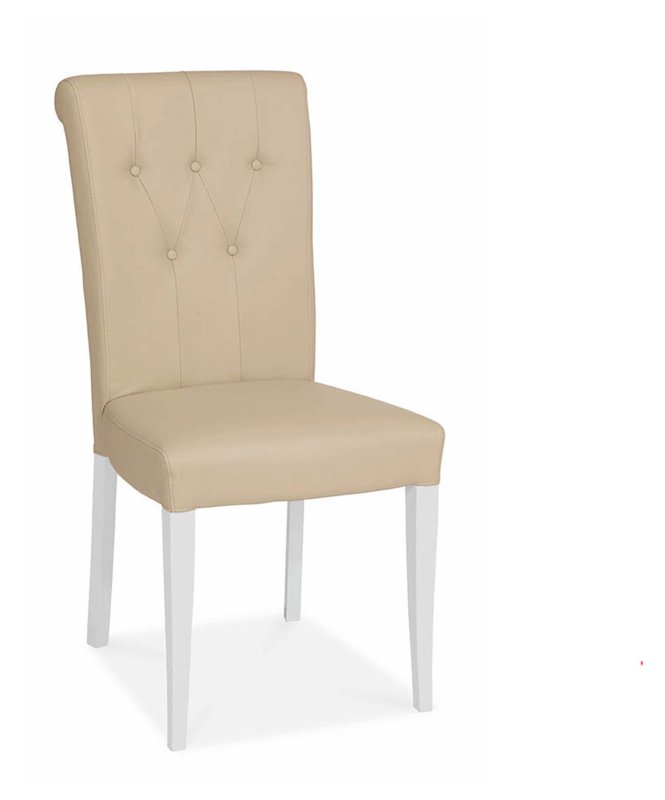 Montana Two Tone Upholstered Chair - Ivory Bonded Leather (Pair) Montana Two Tone Upholstered Chair - Ivory Bonded Leather (Pair)