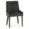 Ella Dark Oak Scoop Back Chair - Gun Metal Velvet Fabric (Pair) Ella Dark Oak Scoop Back Chair - Gun Metal Velvet Fabric (Pair)